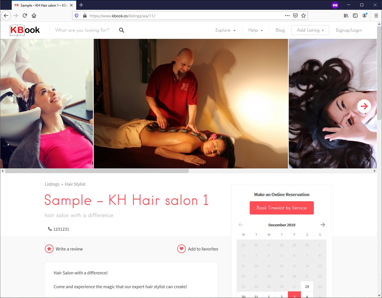KBook listing page