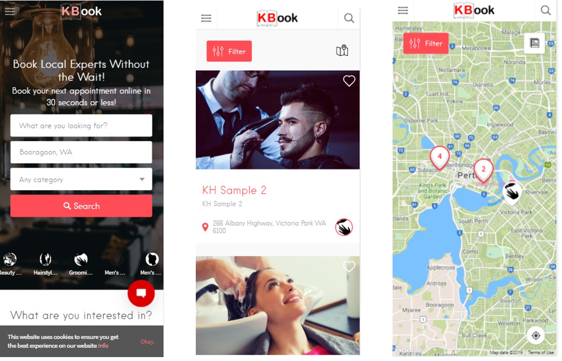 KBook mobile interface