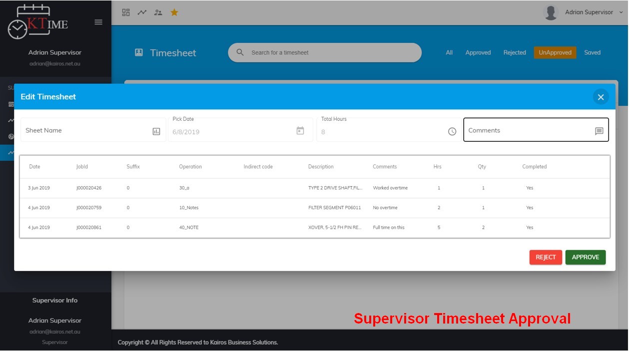 KTime mobile time entry
