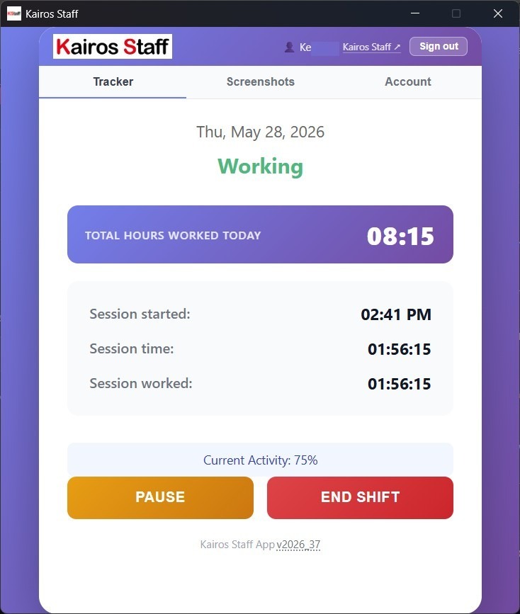 Kairos Staff Time Tracking