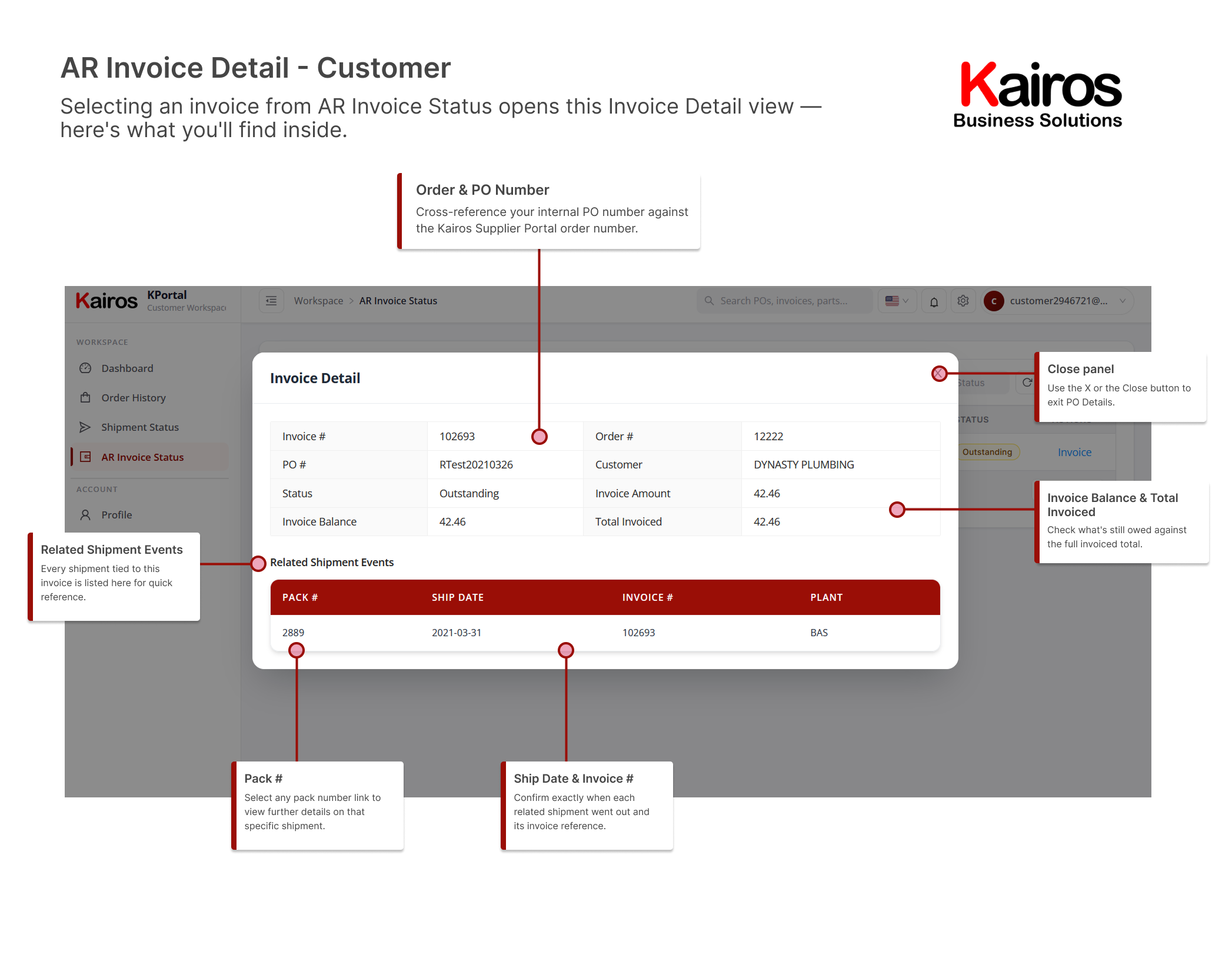 KPortal Customer AR Invoice Detail