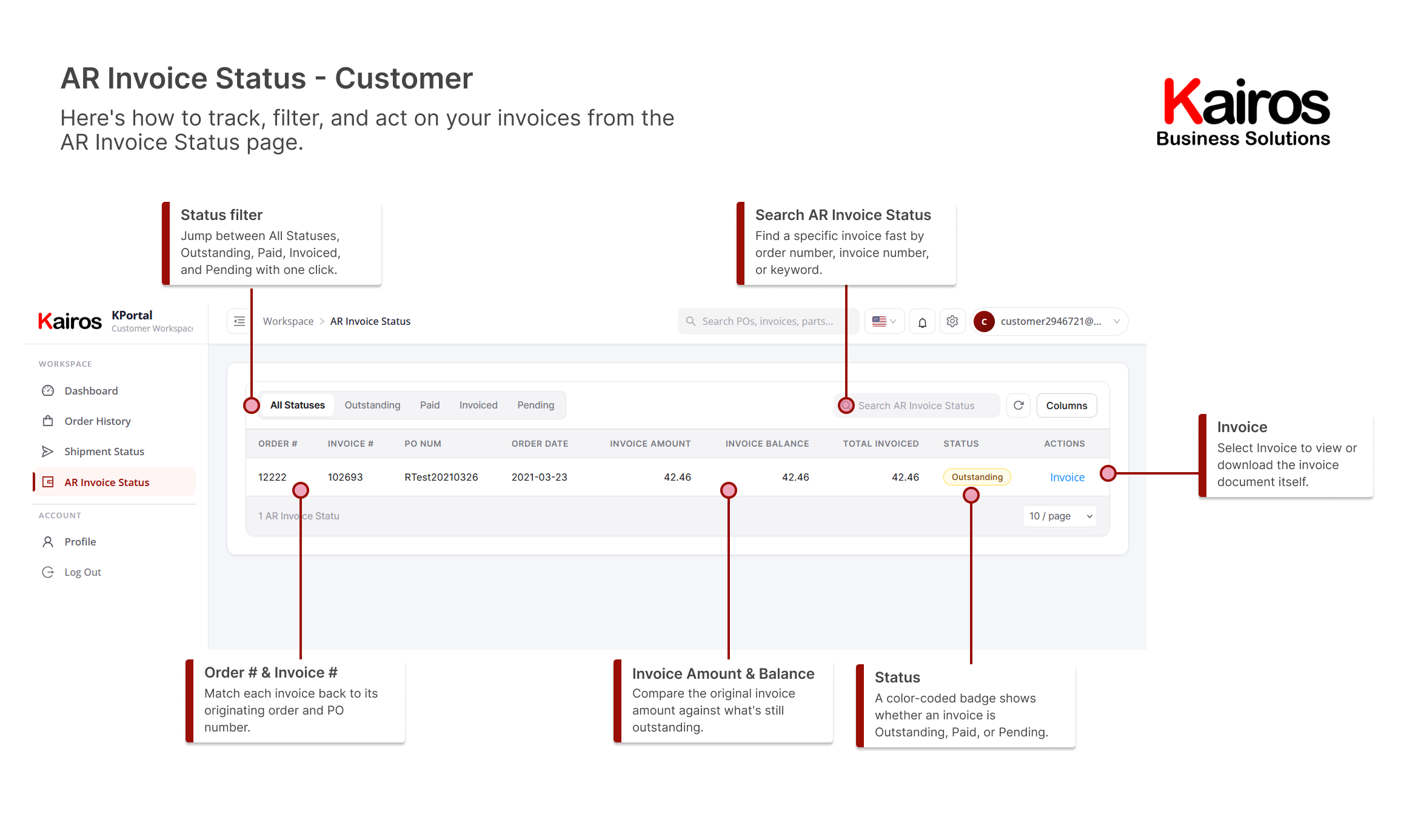 KPortal Customer AR Invoice Status
